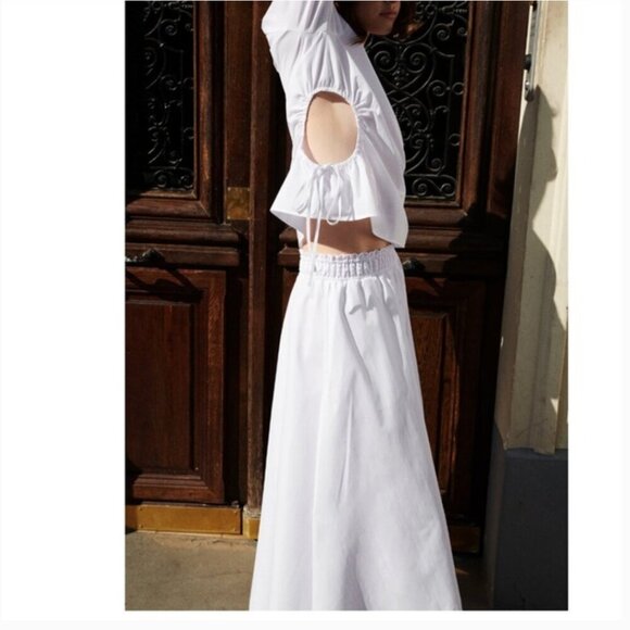 Zara white Poplin high waisted Midi Skirt Size L NEW WITH TAG! - Picture 2 of 11